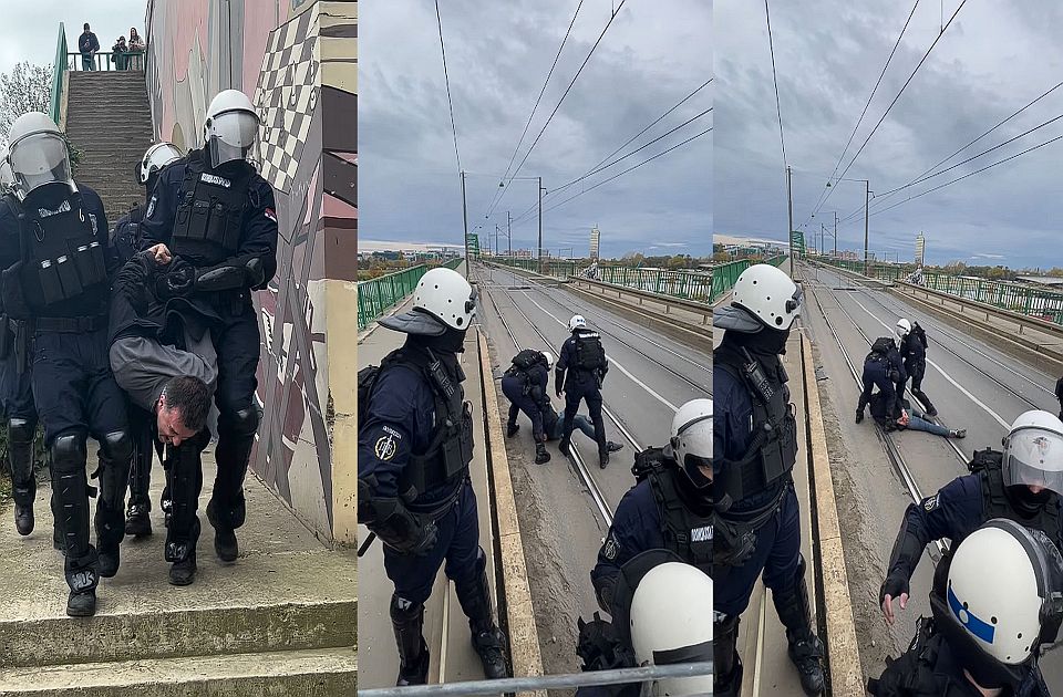 VIDEO: Pogledajte hapšenje Sava Manojlovića tokom protesta na Starom savskom mostu