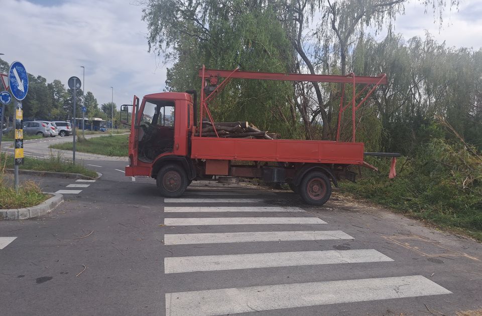 VIDEO: Sekao drveće na Novom naselju, policija intervenisala, on ga posle odvezao kamionom