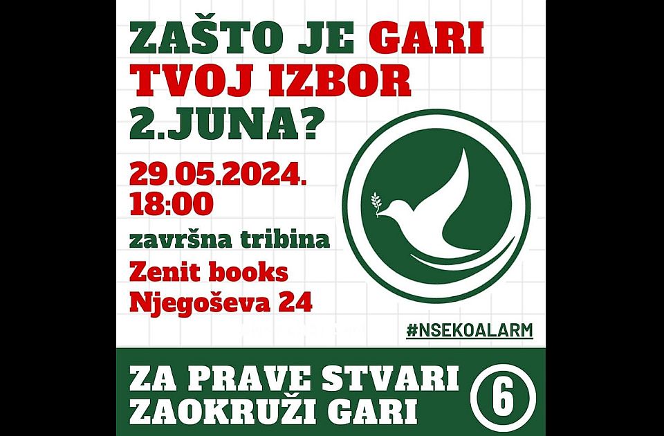 Završna tribina izborne liste Gari u knjižari Zenit