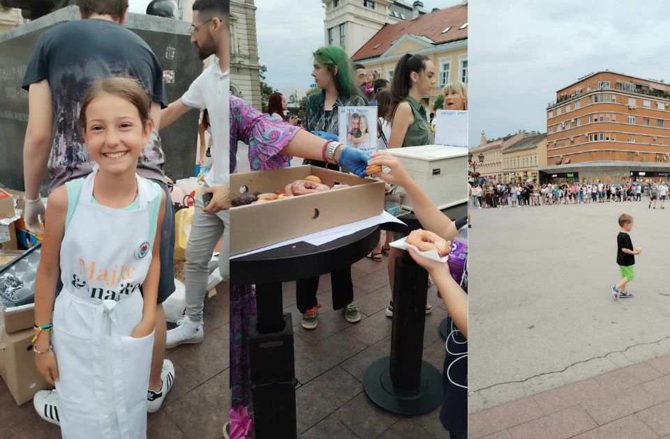 VIDEO: Novosađani čekali u redu da pomognu maloj Nini da skupi novac za lečenje oca